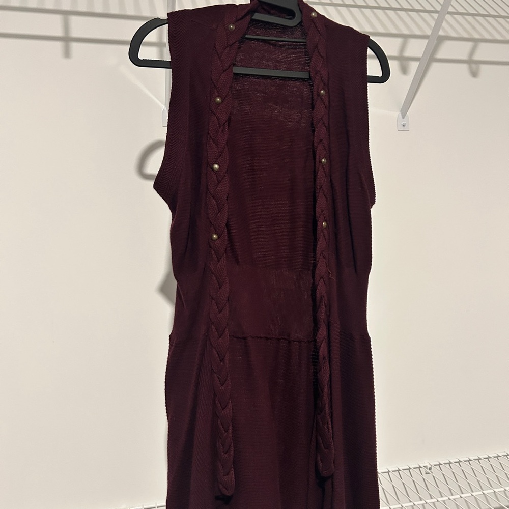 FYLO Burgundy Sleeveless Dress with Braided Detail